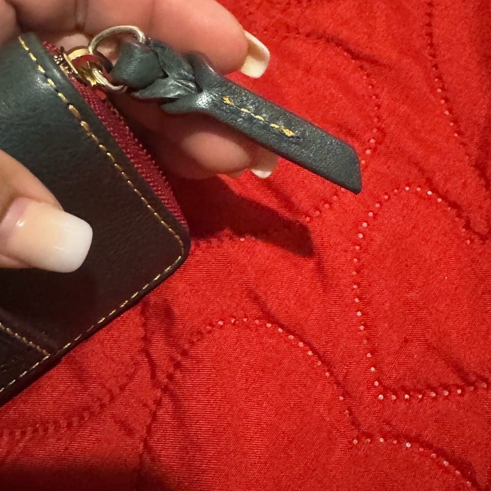 Dooney & Bourke Green and Red Leather Card Holder - Picture 5 of 9